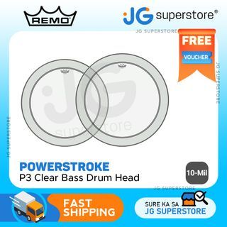 Remo 26" / 28" Powerstroke P3 Clear Drum Head with Focused, Warm Mid, Low Range Tones and Attack for Toms, Snare and Bass Drums | JG Superstore
