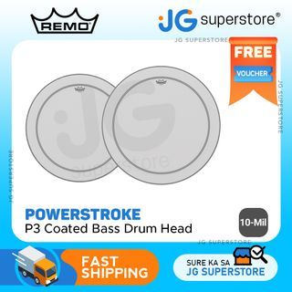 Remo 26" / 28" Powerstroke P3 Coated Bass Drum Head with Focused, Warm Mid & Low Range Tones, Subtle Attack for Toms, Snare Bass Drums | JG Superstore