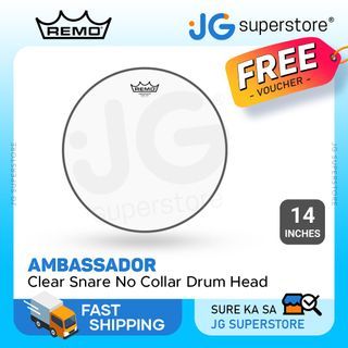 Remo Ambassador 14" Clear Snare No Collar Drum Head with 3 Mylar Clear Film, Full Bodied Marching Sound and Maximum Response, and Projection SA-0114-TD | JG Superstore
