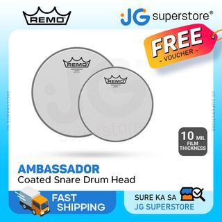 Remo Ambassador 8" / 14" Coated Drum Head with 1-Ply 10 Mylar Coated Film with Warm Open Tones, Bright Attack and Controlled Sustain for Snare, Tom and Resonant Batter Drums BA-0108 BA-0114 | JG Superstore