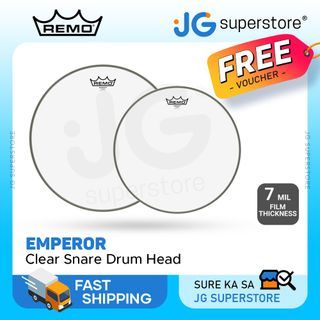 Remo Emperor 14" / 16" Clear Drum Head with 2-Ply 7 Mylar Clear Film with Attack, Projection and Increased Durability for Snare, Tom and Resonant Batter Drums BE-0314-00 BE-0316-00 | JG Superstore