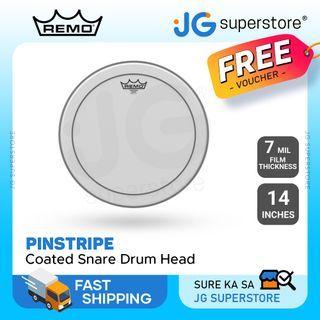 Remo Pinstripe 14" Coated Snare Drum Head with 2-Ply 7 Mylar, Midrange Tones, Low End and Increased Durability for Snare, Tom and Resonant Batter Drums PS-0114-00 | JG Superstore