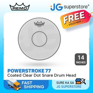 Remo Powerstroke 77 14" Coated Clear Dot Drum Head with Clear Top, 2-Ply 7 Mylar Coated Film, Warm Crisp Controlled Tones and Projection for Snare Drums P7-0114-C2 | JG Superstore