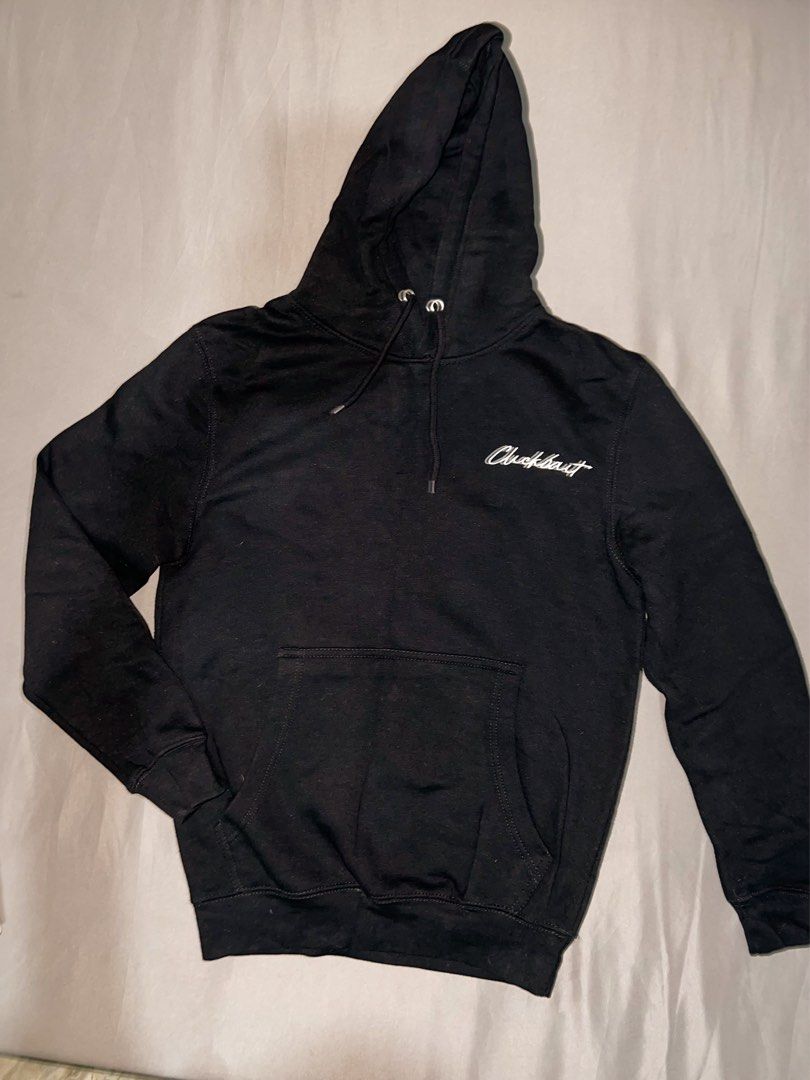 RN009 ORIGINAL CLICKBAIT MERCH BY DAVID DOBRIK Black Embroidered Hoodie With Front Pocket Pouch