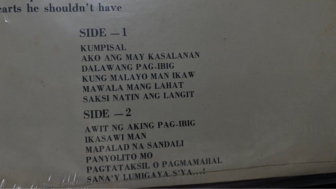 Ruben Tagalog - Kumpisal. LP (Category: Vinyls) located in Tabaco. Submitted by cinemahilig (Listing ID 1240676193, Image 2). Description: Original pressing. VG+ Play tested. No skips. Last price posted. Buyer shoulders shipping. Item location: Tabaco City, Albay. 09395763344.