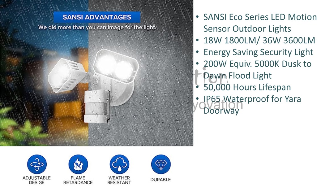 SANSI Outdoor IP65 Motion Sensor Flood LED Light/ 18W/ 36W Flood LED Light/  Car Porch/ Garage/Back Yard/ BBQ PIT, Furniture  Home Living, Lighting   Fans, Lighting on Carousell