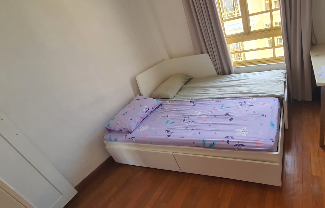 SINGLE BED WITH PULLOUT 2nd BED IKEA FLEKKE, Furniture & Home Living