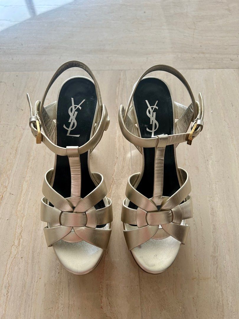 Gold ysl tribute hotsell sandals
