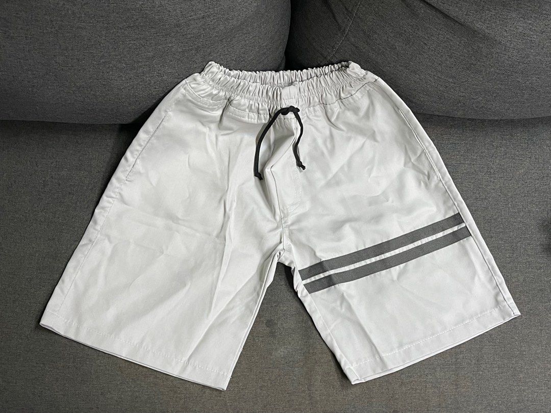 White shorts with black stripes best sale