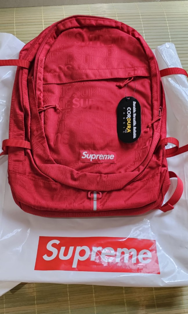 14SS Supreme Logo Backpack CORDURA Red-