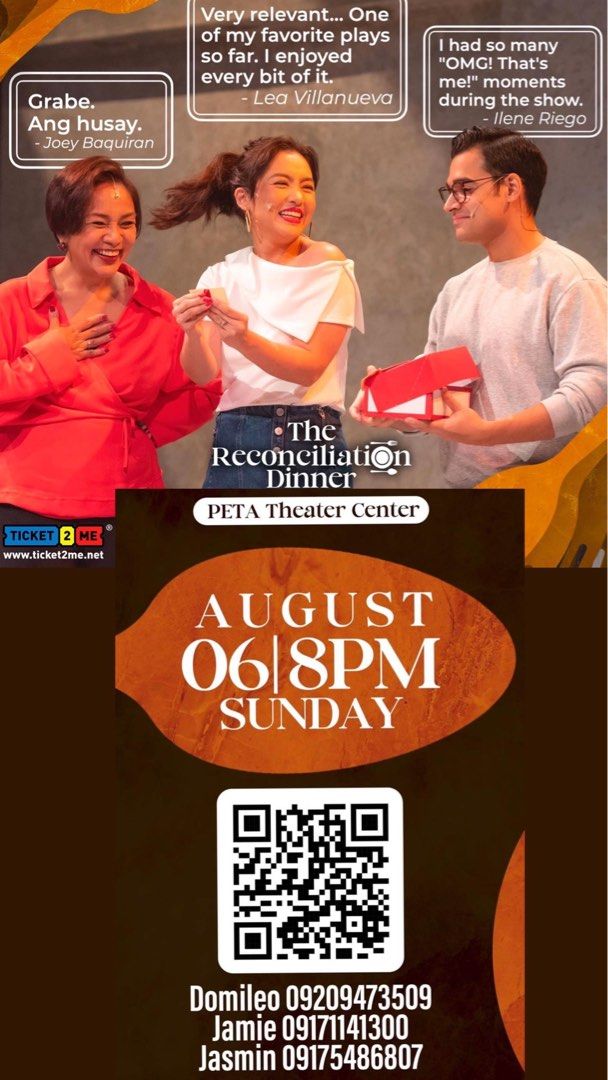 The Reconciliation Dinner (AUG 6 8PM TICKETS), Tickets & Vouchers