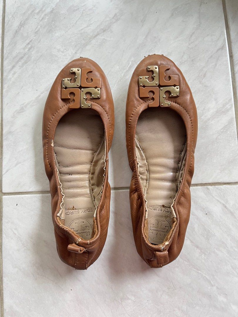 Tory burch flat shoes sepatu tb office kerja ballerina authentic murah  kulit leather thrift second bekas
