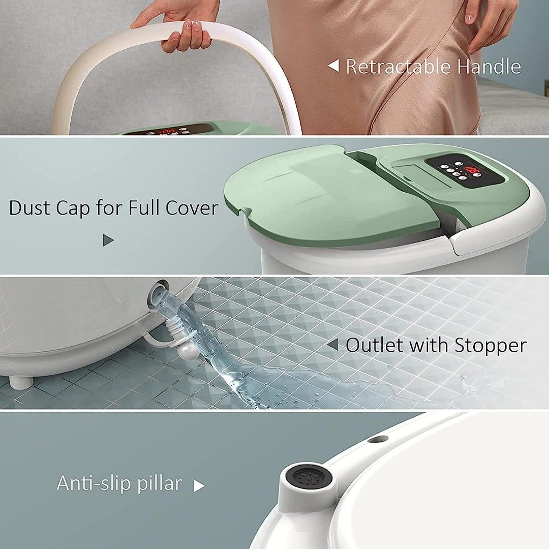 Turejo Foot Spa, Foot Bath Spa with Heat and Massage, 6 Motorized