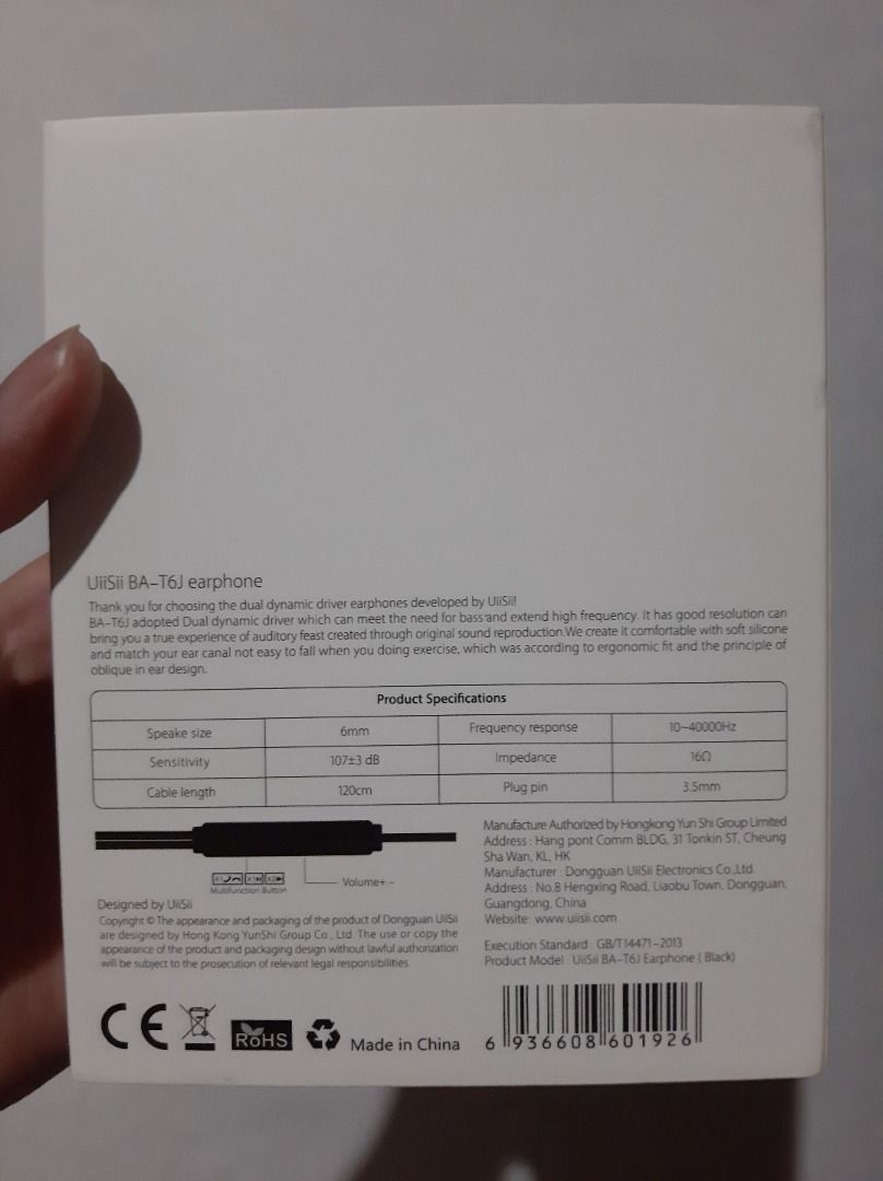 UiiSii BA T6 Dual Dynamic Drivers Earphone Elektronik Audio di