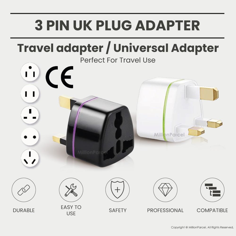 UK/SG 3 Pin Plug Power Converter | Plug Adapter for UK, TV & Home ...