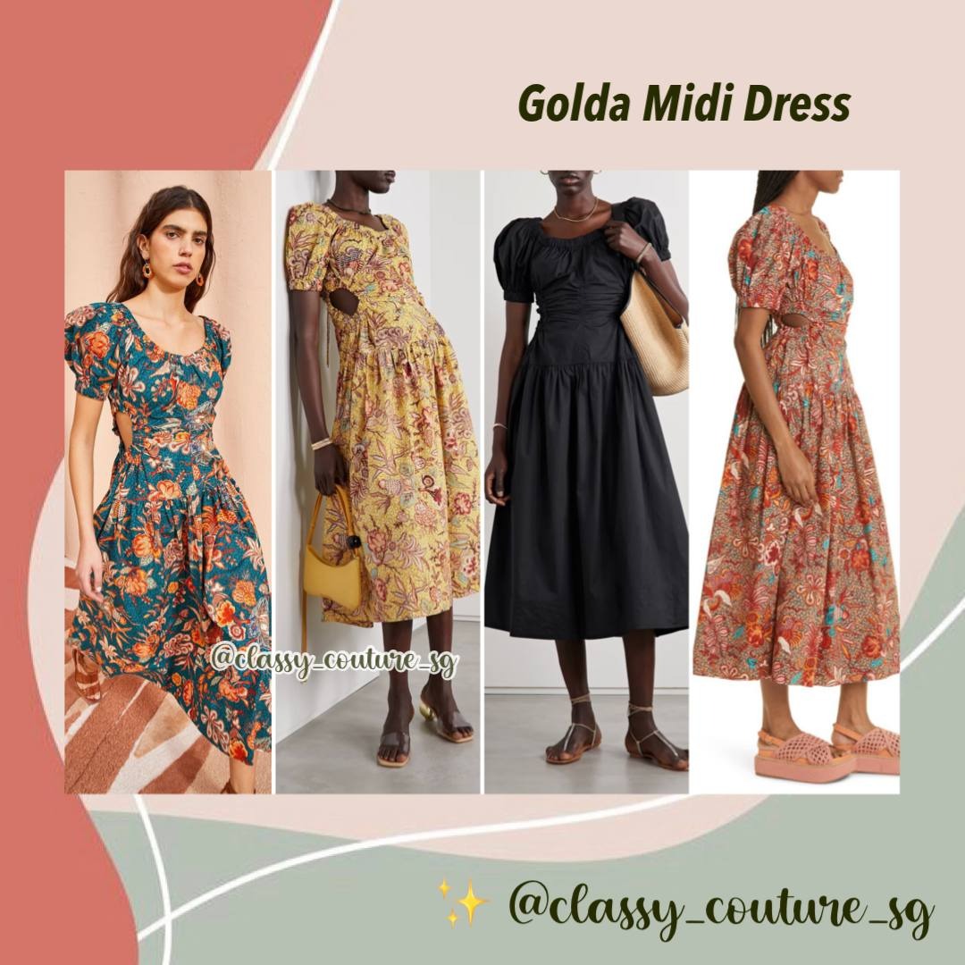 Ulla Johnson Golda Floral Cotton Midi Dress, Women's Fashion, Dresses ...