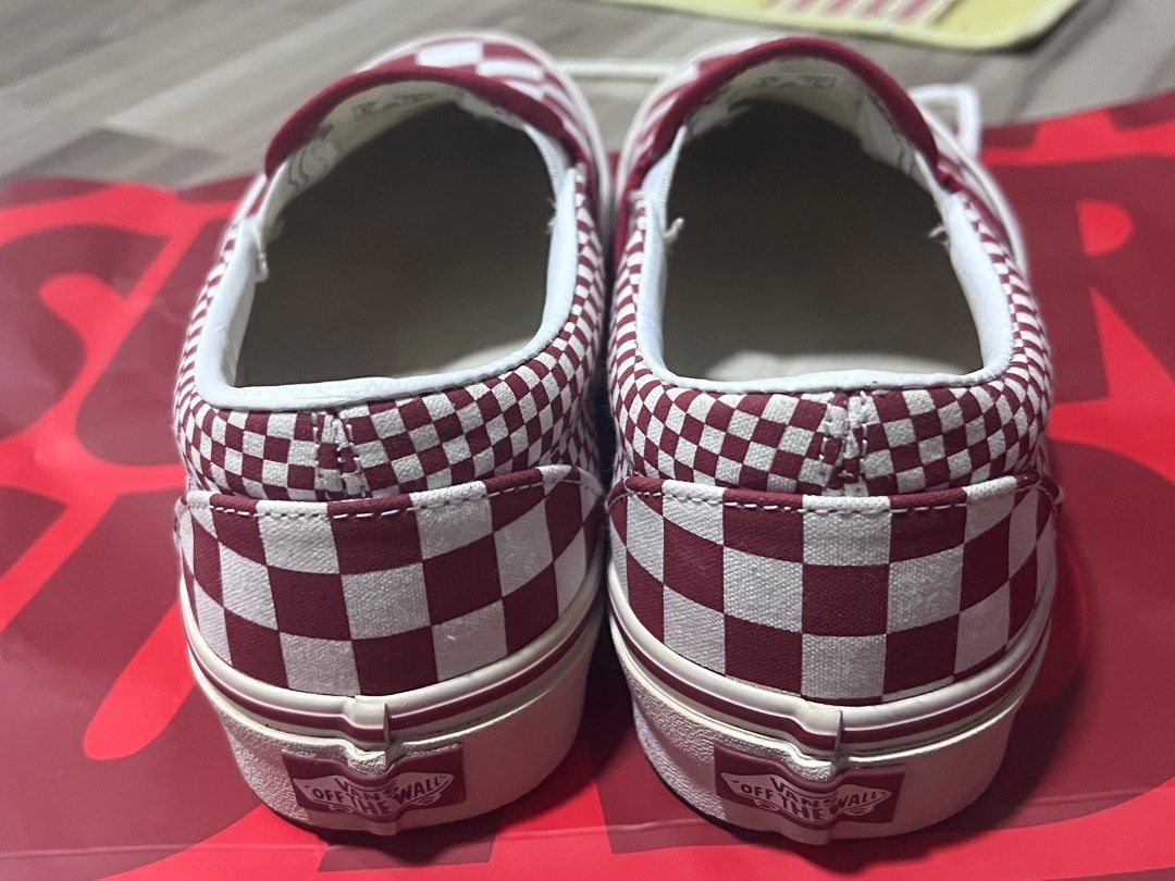 Red and grey checkered vans outlet