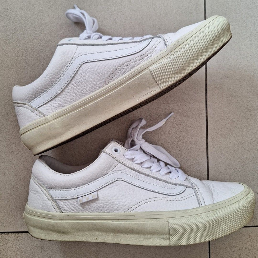 All white hotsell leather vans mens