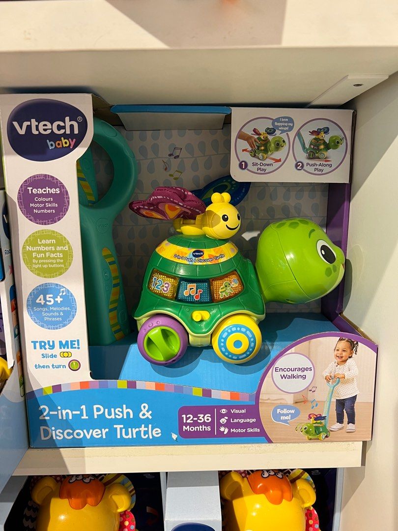 Vtech 2-in-1 Push/Pull along Turtle, Babies & Kids, Infant Playtime on ...