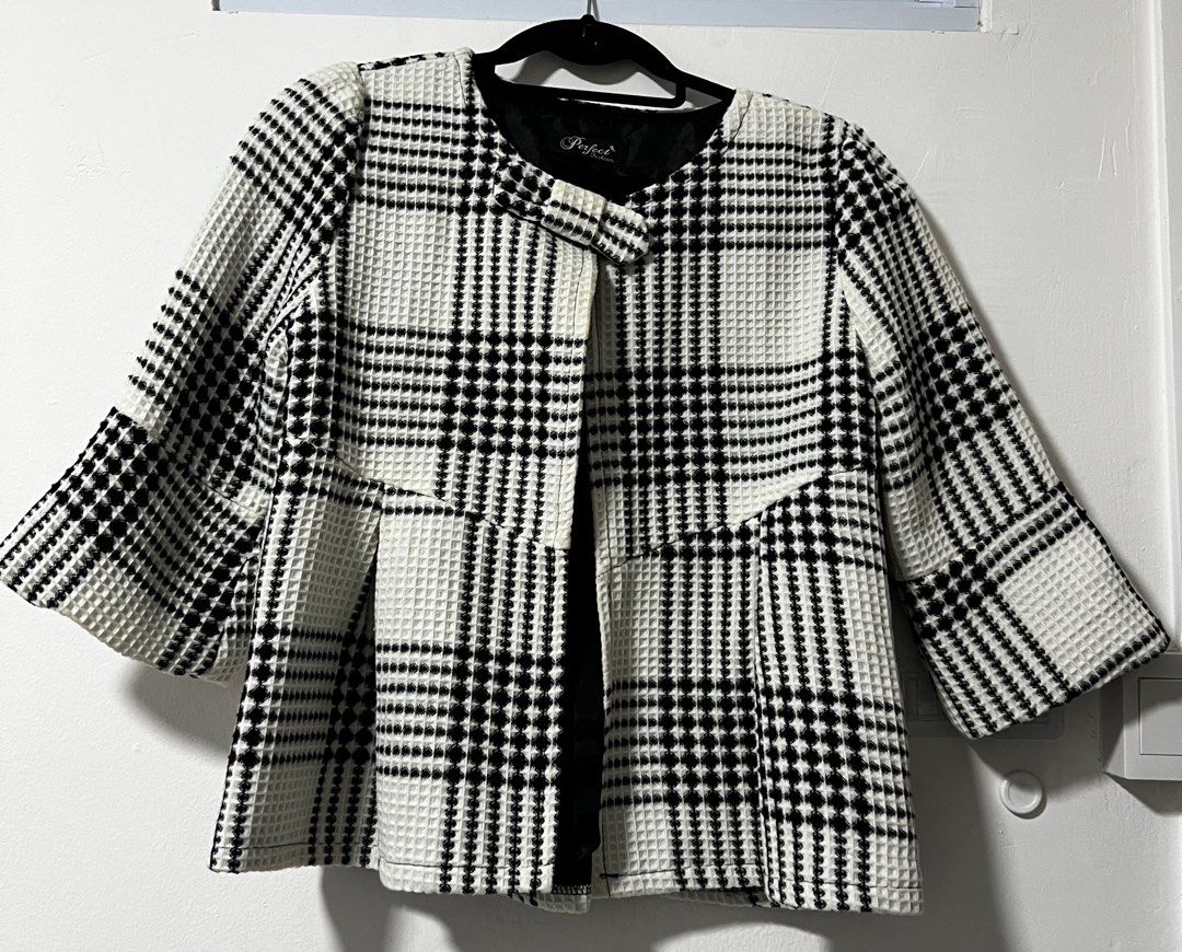 White and black Checkered Jacket