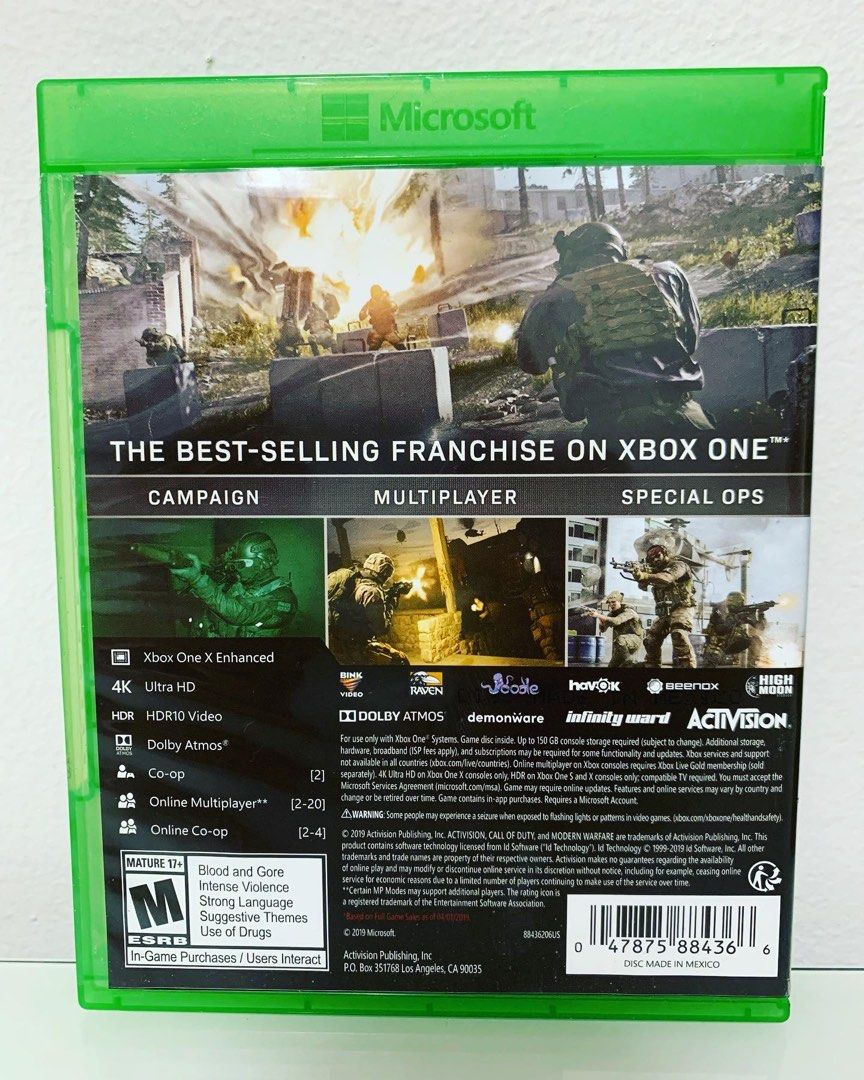 Xbox One Games Call Of Duty COD Modern Warfare, Video Gaming, Video ...