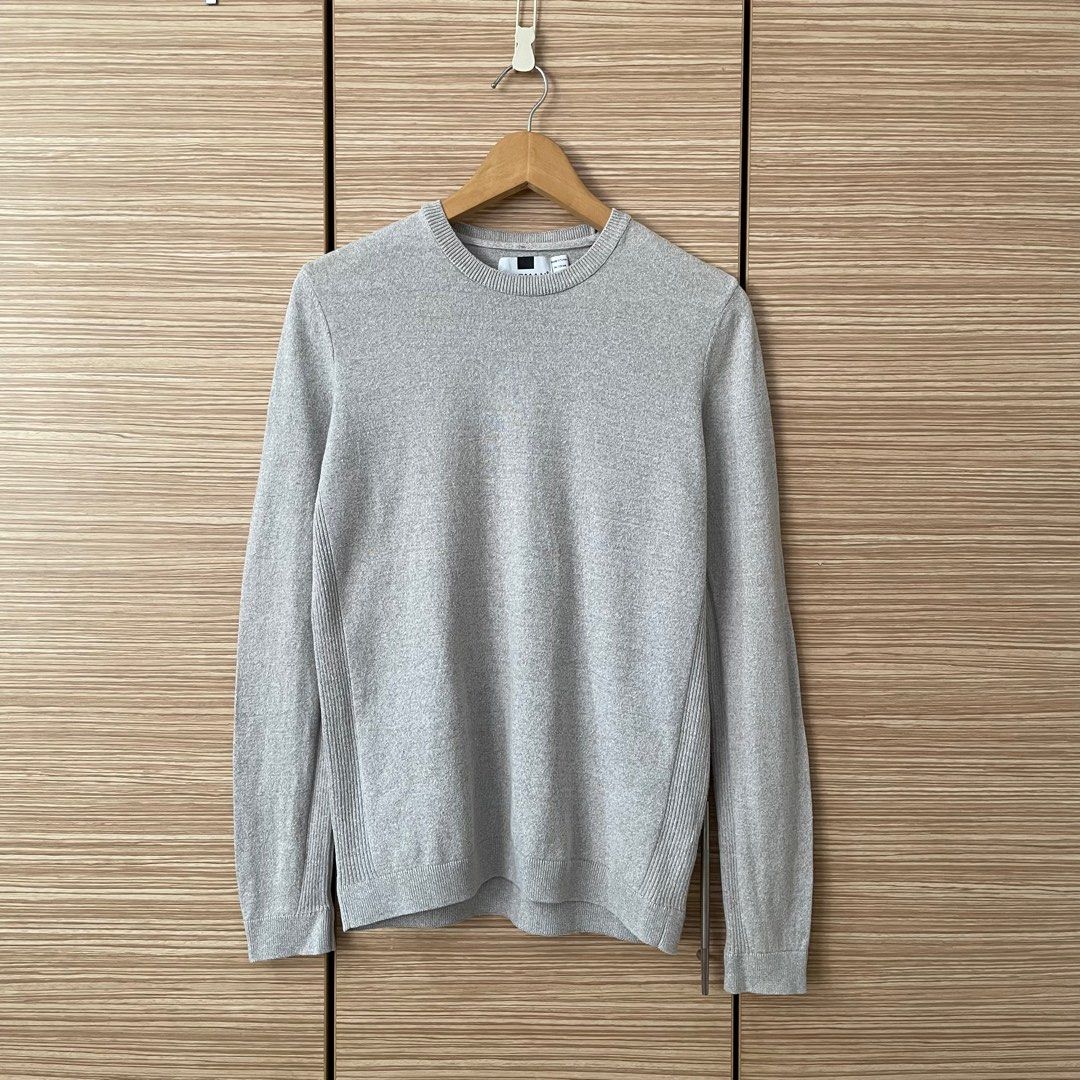 XS TOPMAN Men Long Sleeve Knit Sweater Light Grey Size XS T101