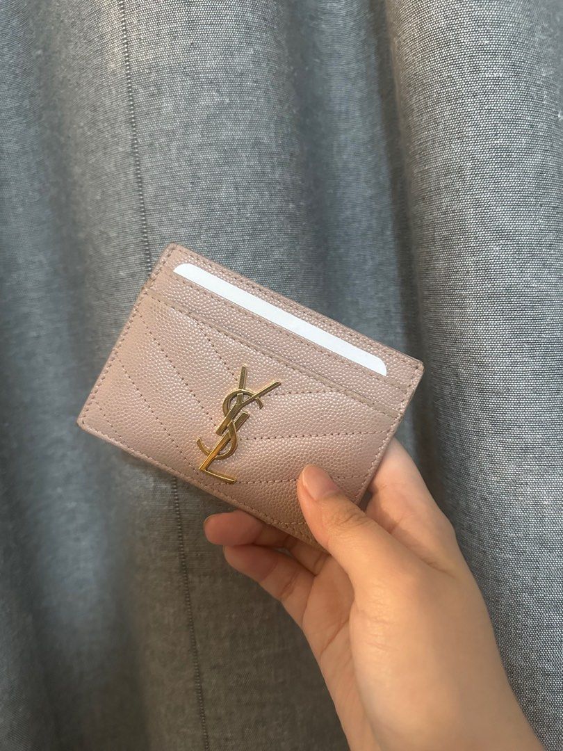 YSL Card Holder in Pale Pink, Luxury, Bags Wallets on Carousell - Main Image
