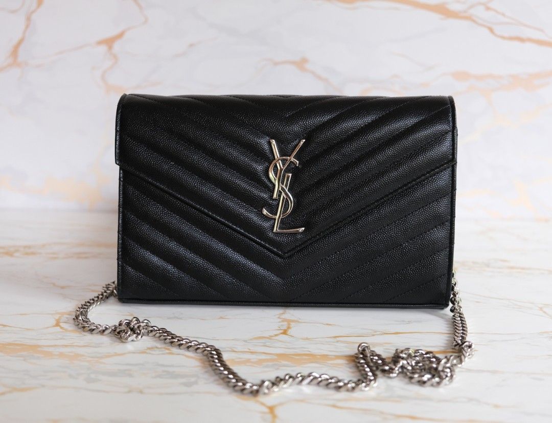 YSL Envelope Wallet on Chain, Luxury, Bags & Wallets on Carousell