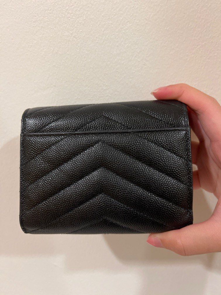 Monogram compact tri fold in online grain de poudre embossed leather