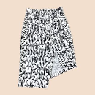 Zebra Print Half-Slit Skirt