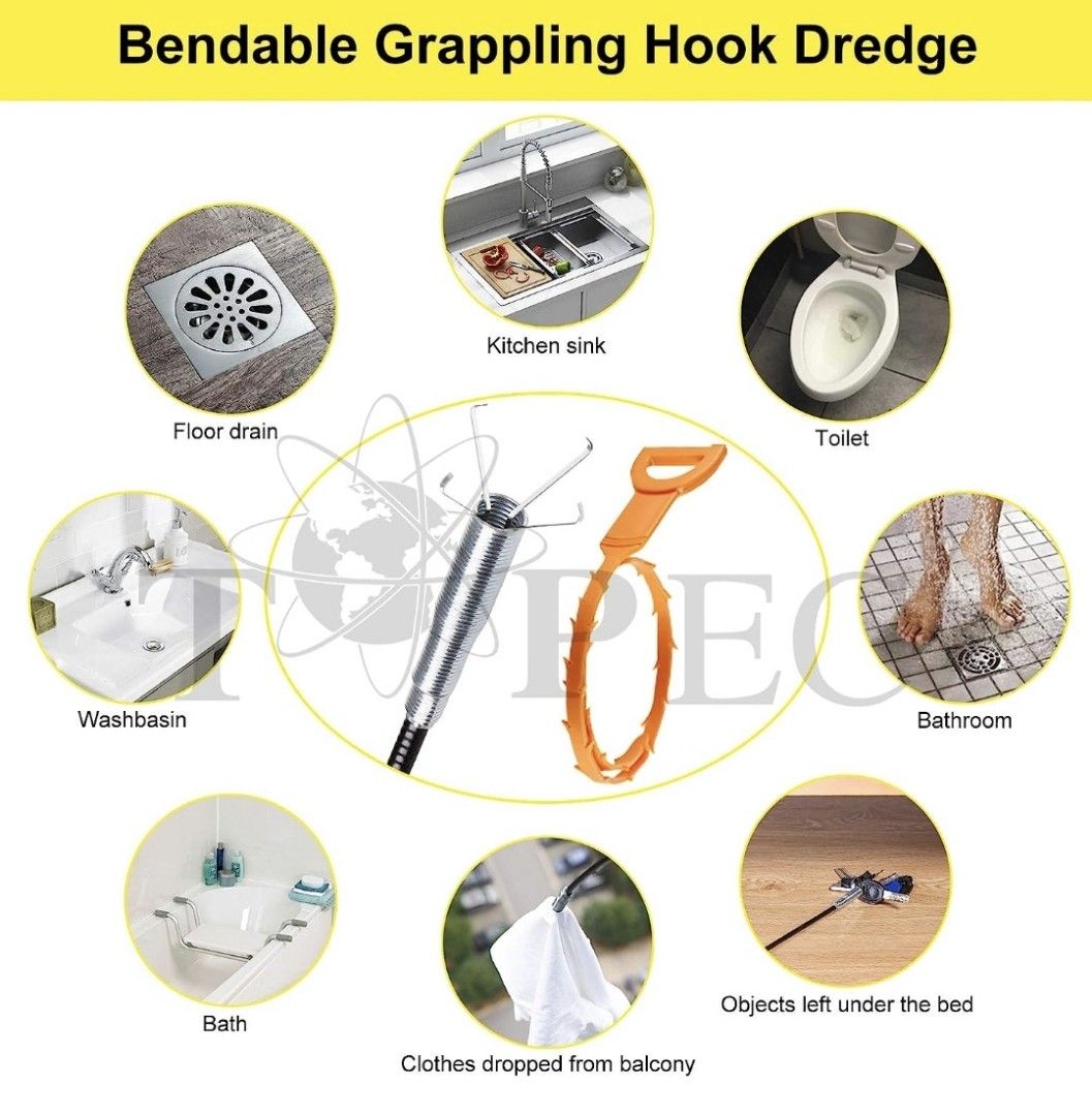 Drain Snake Spring Tube Unblock Tool Bathroom Sewer Dredge Anti Clogging Tool  Kitchen Sink Sewer Cleaning Hook Water Sink Tool