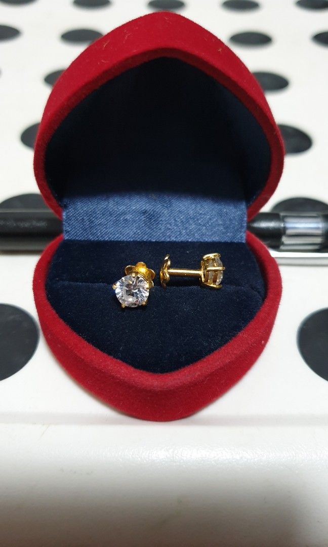 916 gold white stone earring 2.42g