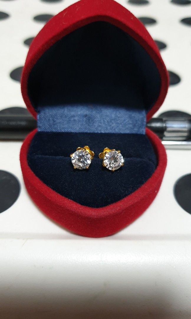 Gold white stone top studs
