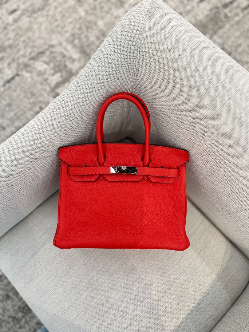 Hermes Birkin 30 Bag 89 Noir And S5 Rouge Tomate Togo GHW