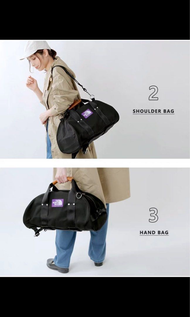 North face purple outlet label 3 way bag