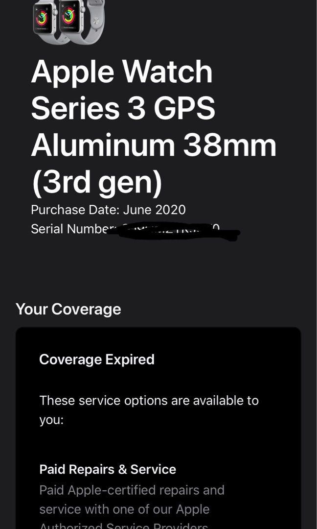38mm apple watch series 3 gps discount in space gray aluminum serial number
