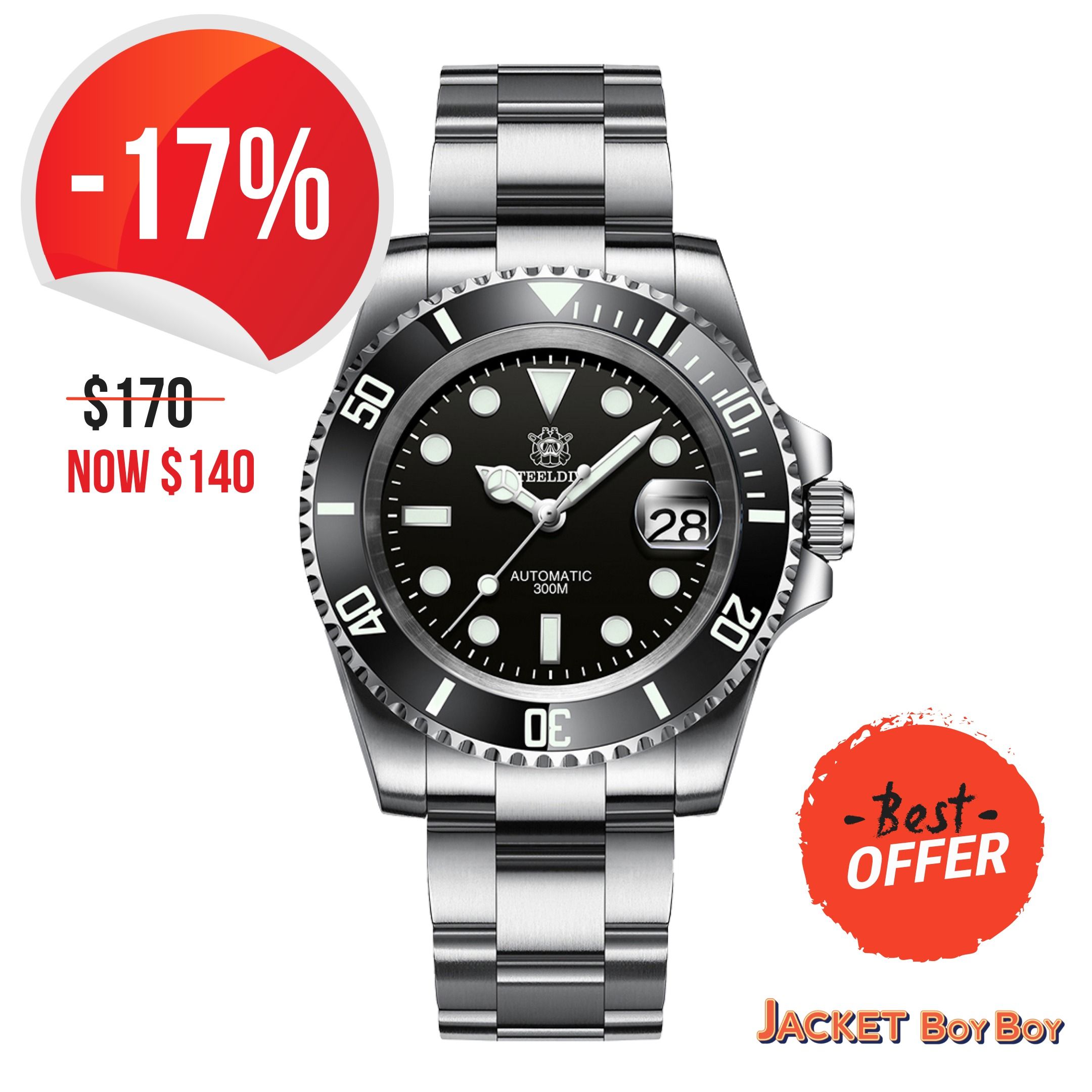 FIXED PRICE CLEARANCE SALE 17 OFF Steeldive SD1953 Sub Diver 300m NH35A Ceramic Bezel Watch