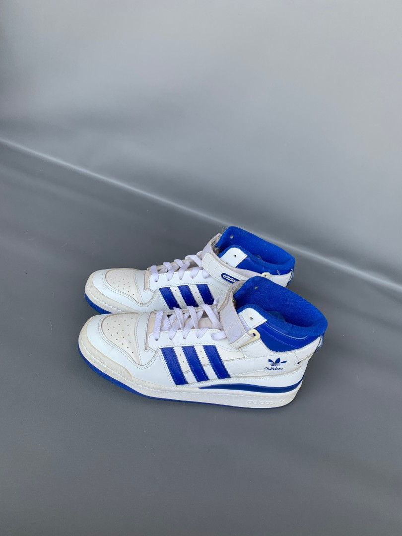 Adidas Originals Forum 84 Mid White/Blue FY4976, Fesyen Pria, Sepatu ...