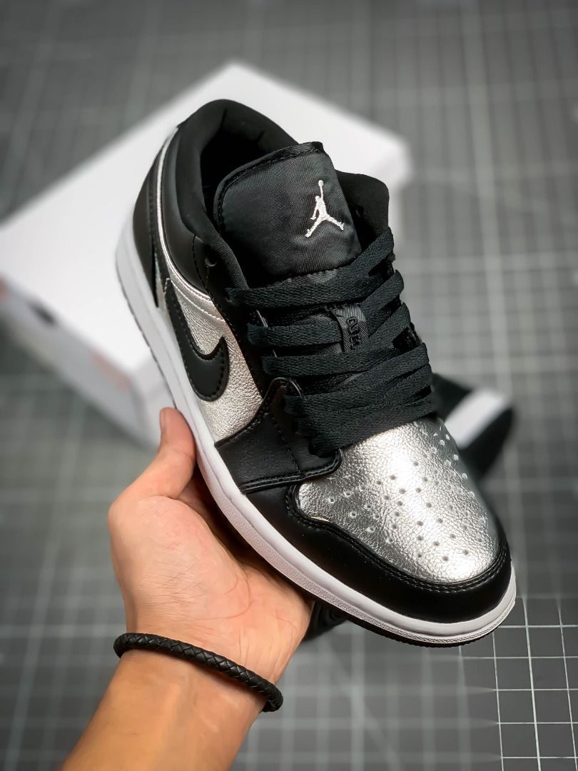 Air Jordan 1 Low Black Silver Women s Fashion Footwear Sneakers