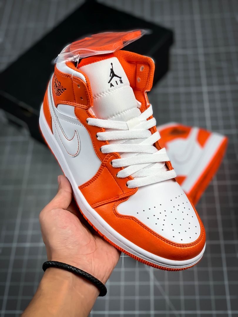 White and orange jordan new arrivals 1