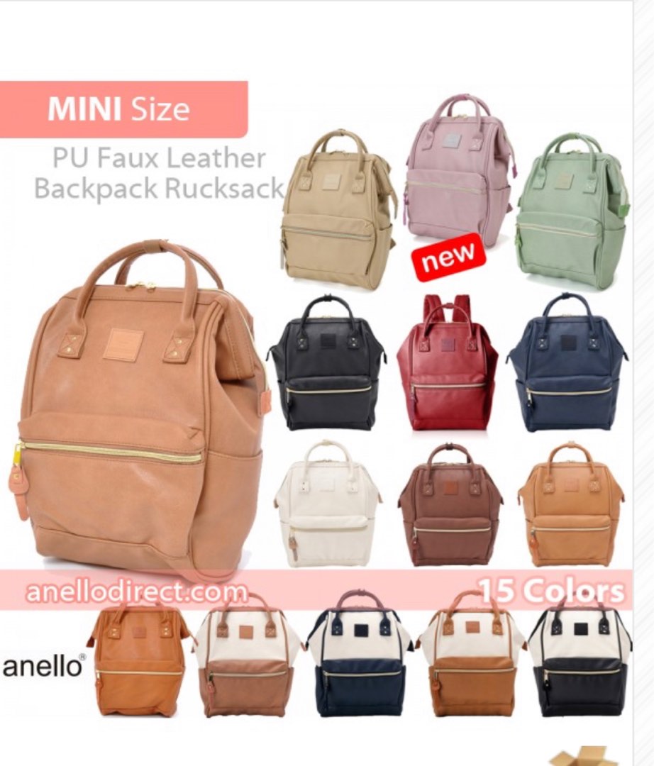 Anello Backpack Leather Rucksack Mini Size, Women's Fashion, Bags