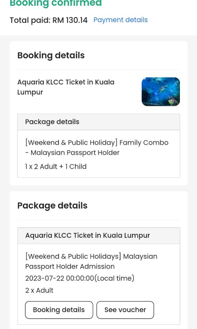 Aquaria KLCC 2 adults 1 child RRP RM130, Tickets & Vouchers, Local
