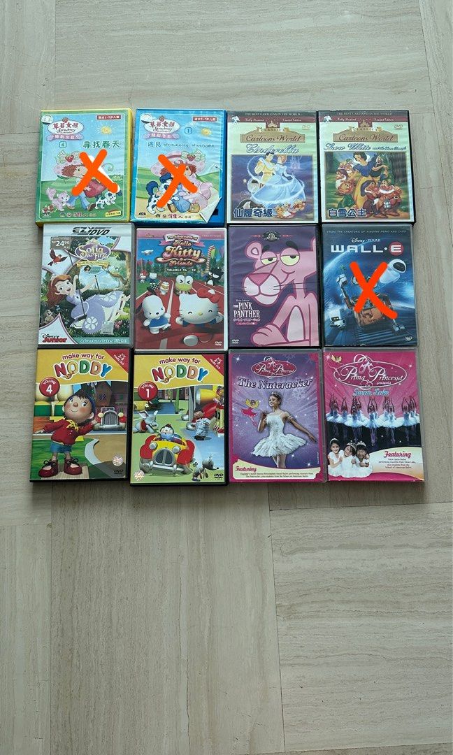 Assorted DVDs (Category: CDs & DVDs) located in Singapore. Submitted by wendycc911 (Listing ID 1244109646, Image 1). Description: $5 per title. First 2 sold. All bought from legit video shops and Amazon. Carousel will only collect $5+$3.90(shipping) from you. If u buy more titles, pls pay the remainder via paynow. 1. Pink Panther 2. Cinderella & Snow White 3. Sofia 4. Hello Kitty and friends 5. Noddy 6. Prima Ballerina The Nutcracker 7. Prima Bal