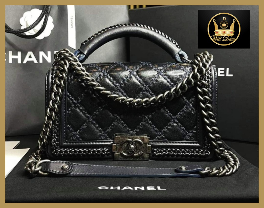 Authentic Chanel Le Boy Top Handle Quilted Chain Bag👜, Luxury, Bags &  Wallets On Carousell