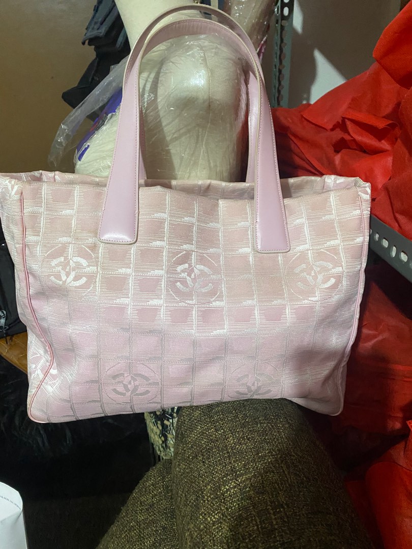 chanel pink cotton tote bag