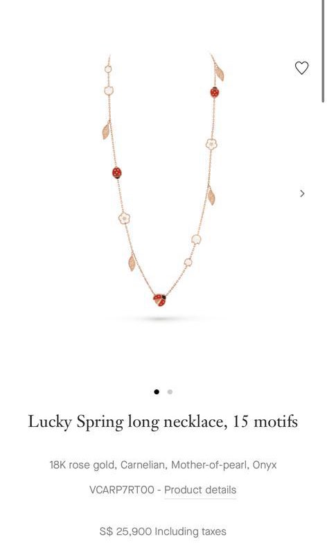 Lucky Spring long necklace, 15 motifs 18K rose gold, Carnelian