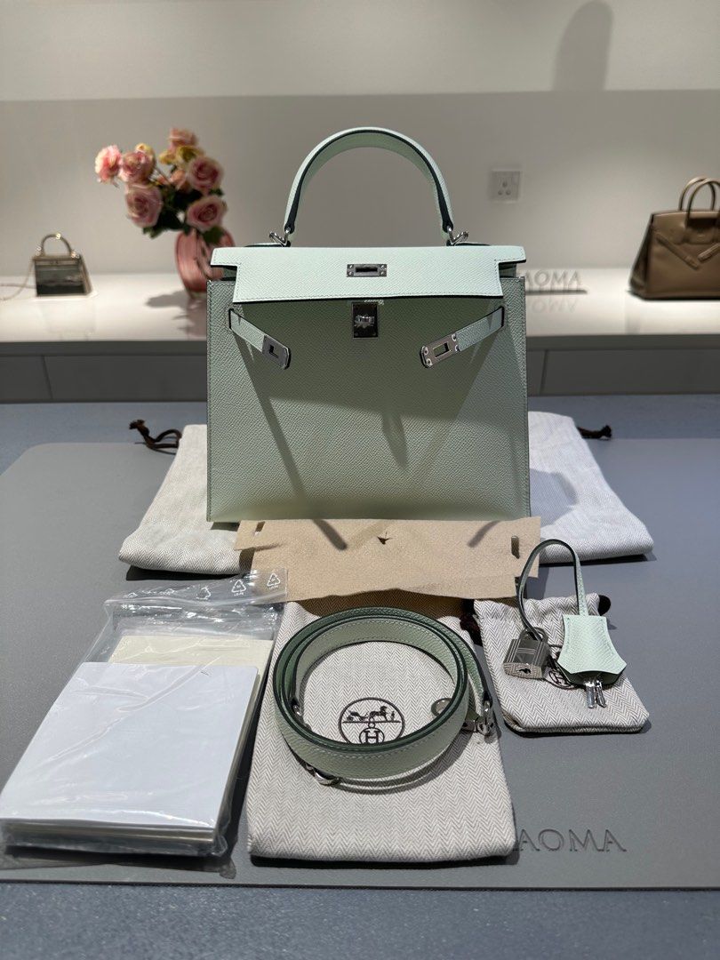 Hermes Birkin Sellier 25 Vert Fizz Epsom Palladium Hardware in