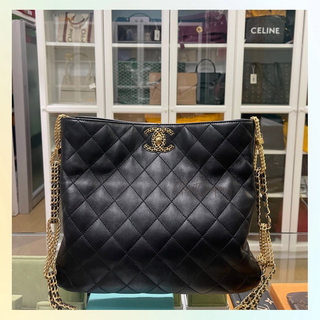 CHANEL BUTTON UP HOBO BAG, Luxury, Bags & Wallets on Carousell