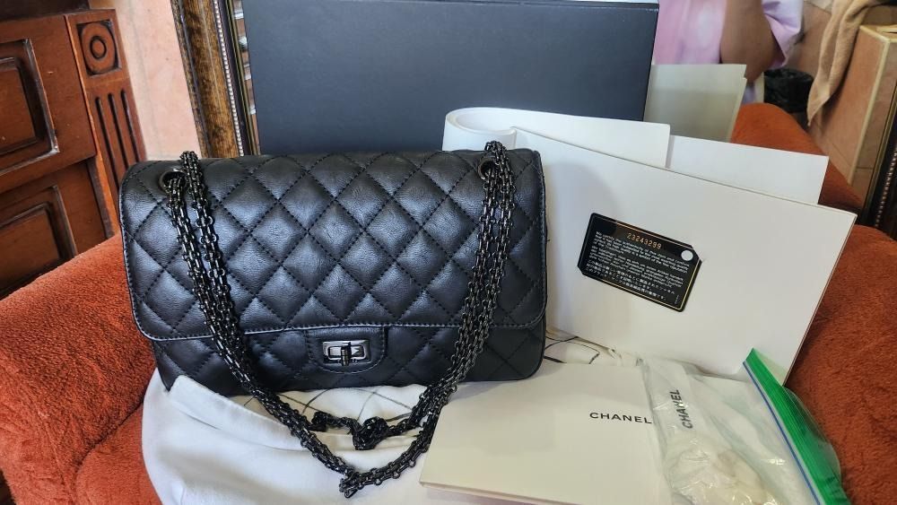 Chanel Metallic Charcoal Quilted Calfskin 2.55 Reissue 226 Double