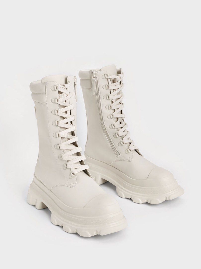 White chunky combat boots hot sale